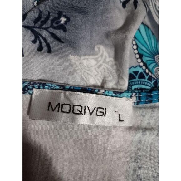 MoQiVGi Shirt Ladies Large Paisley Blue Grey‎ Long Sleeve - Picture 4 of 6